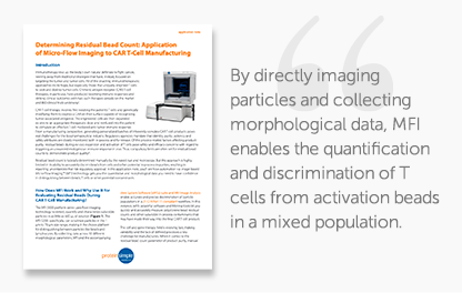 Learn about Determining Residual Bead Count: Application of Micro-Flow Imaging to CAR T-Cell Manufacturing in the application note